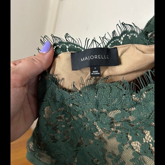 MAJORELLE Sexy Green & Tan Lace Halter Bodysuit Size SMALL - Picture 4 of 4